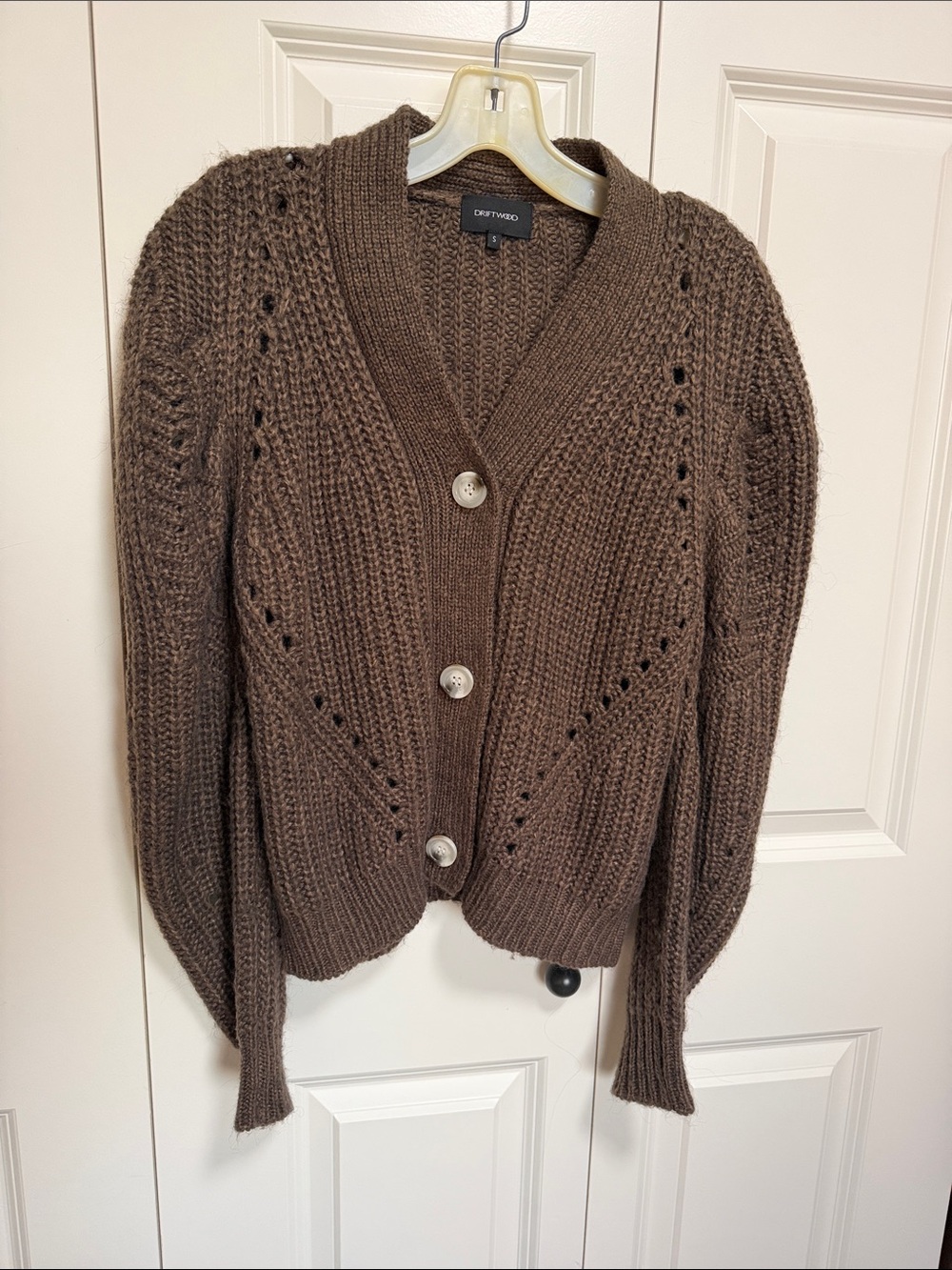 DRIFTWOOD Brown Chunky Knit Button-Front Cardigan